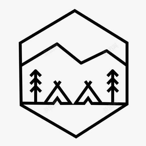 自然野营山图标svg_新图网 https://ixintu.com 山 帐篷 树 自然 野营