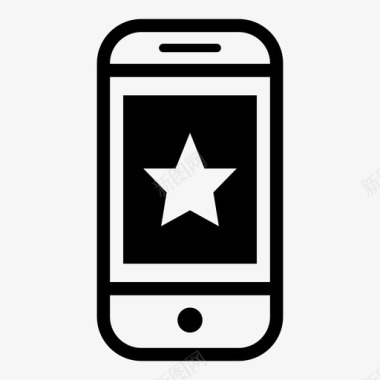 智能手机之星最爱智能手机黑色图标图标