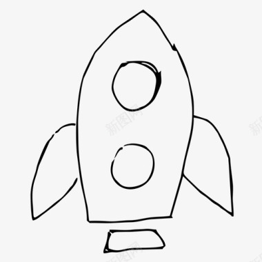 火箭手绘素描图标图标