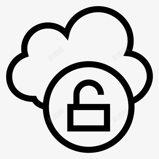 解锁云密钥安全图标svg_新图网 https://ixintu.com 云计算线图标 天气 安全 密钥 解锁云