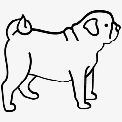 斗牛犬的轮廓哈巴狗斗牛犬狗图标高清图片