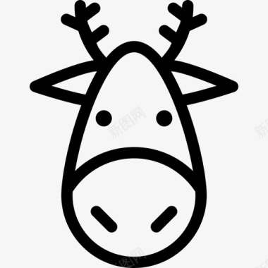 圣诞驯鹿动物圣诞概要图标图标