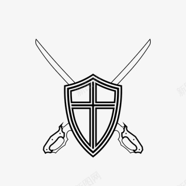 盾和刀防御剑图标图标