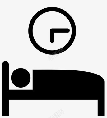 睡眠时间闹钟床图标图标