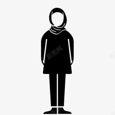女人头巾穆斯林图标图标