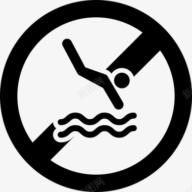 禁止游泳小心潜水图标图标