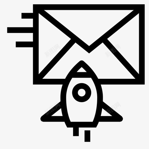 火箭电子邮件信封信件图标svg_新图网 https://ixintu.com 信件 信封 搜索引擎优化营销线图标 消息 火箭电子邮件