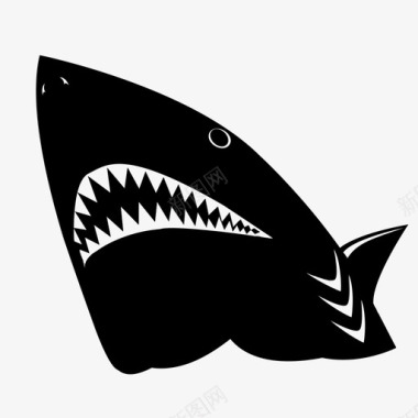 大白鲨鲨鱼图标图标