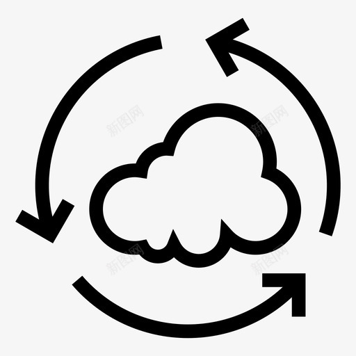 同步云箭头刷新图标svg_新图网 https://ixintu.com 云计算线图标 刷新 同步云 天气 更新 箭头
