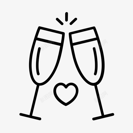 香槟订婚派对蜜月图标svg_新图网 https://ixintu.com 婚宴 婚礼 蜜月 订婚派对 香槟