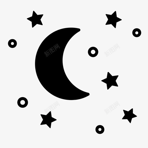 夜新月月亮图标svg_新图网 https://ixintu.com 夜 新月 星星 月亮 睡眠