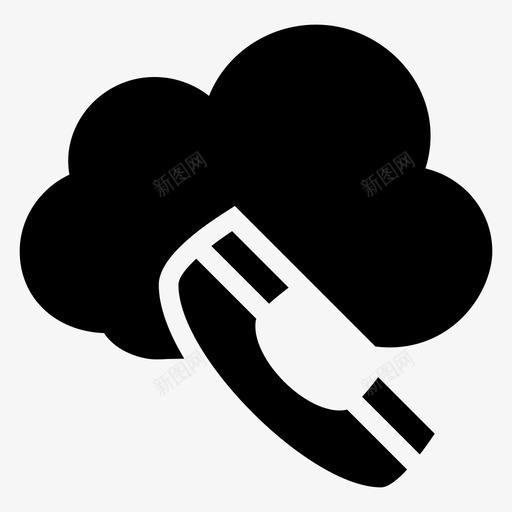 云呼叫通信电话图标svg_新图网 https://ixintu.com 云呼叫 云计算字形图标 天气 电话 通信