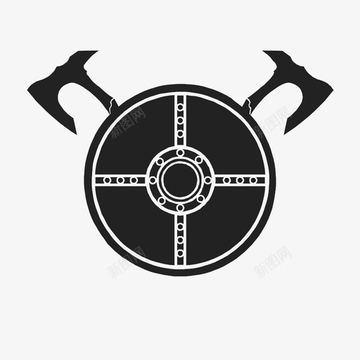 圆盾和圆斧盔甲武器图标svg_新图网 https://ixintu.com 剑和武器 圆盾和圆斧 武器 盔甲