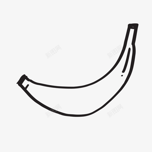 香蕉水果手绘图标svg_新图网 https://ixintu.com 去皮 手绘 水果 香蕉 黑白香蕉