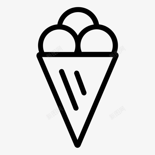 冰淇淋筒食物零食图标svg_新图网 https://ixintu.com 冰淇淋筒 甜食 零食 食物