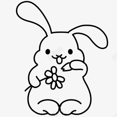 复活节兔子花爱兔子图标图标