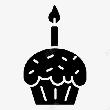 纸杯蛋糕生日蜡烛图标图标