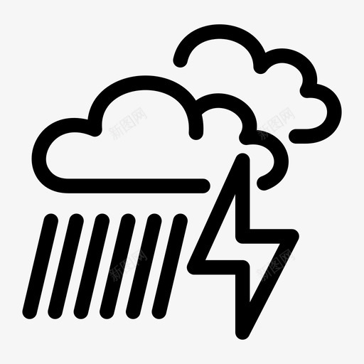 有闪电的大雨多云暴风雨图标svg_新图网 https://ixintu.com 多云 天气 暴风雨 有闪电的大雨