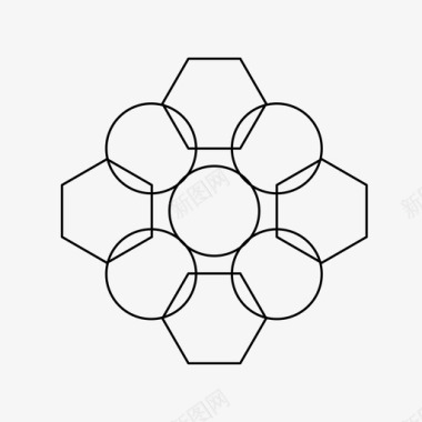 抽象几何蜂窝花朵图标图标