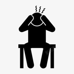 藤大标志的社会网络头痛的男人困惑的偏头痛的图标高清图片