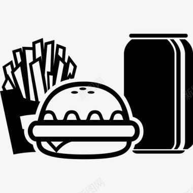 汉堡套餐快餐薯条图标图标