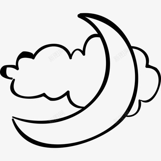 万圣节月亮和云天气万圣节手绘图标svg_新图网 https://ixintu.com 万圣节手绘 万圣节月亮和云 天气