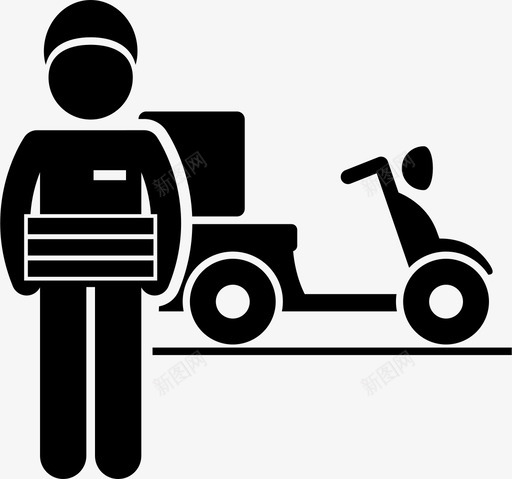送披萨摩托车骑手图标svg_新图网 https://ixintu.com 司机送货工作职业生涯 摩托车 送披萨 骑手