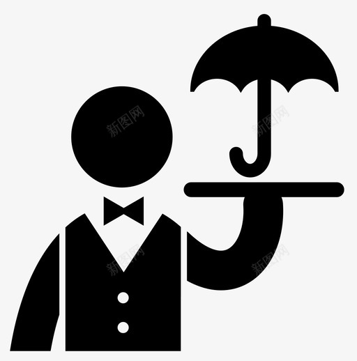 送伞下雨请求图标svg_新图网 https://ixintu.com 下雨 服务 服务员 请求 送伞