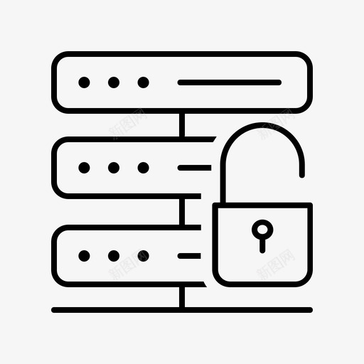 数据库安全开放挂锁图标svg_新图网 https://ixintu.com 开放 挂锁 搜索引擎优化和网络 数据库安全 盗窃
