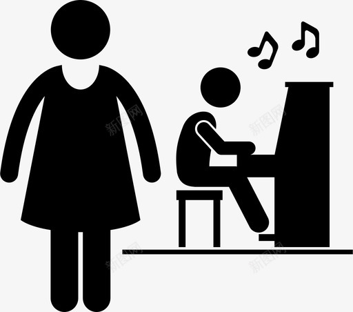 钢琴教师学习音乐图标svg_新图网 https://ixintu.com 学习 学生 教练教练教练教练教师职业 钢琴教师 音乐