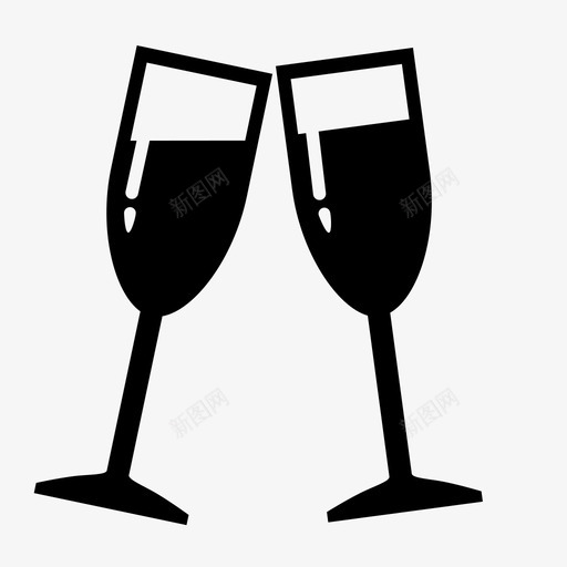 香槟庆祝酒杯图标svg_新图网 https://ixintu.com 婚礼 庆祝 爱情 酒杯 香槟