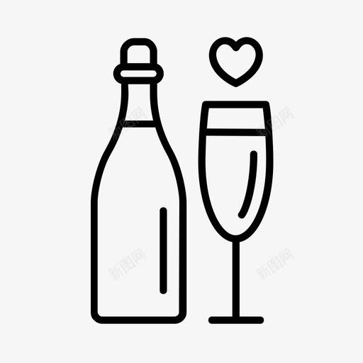 香槟庆祝订婚派对图标svg_新图网 https://ixintu.com 婚礼 庆祝 招待会 订婚派对 香槟