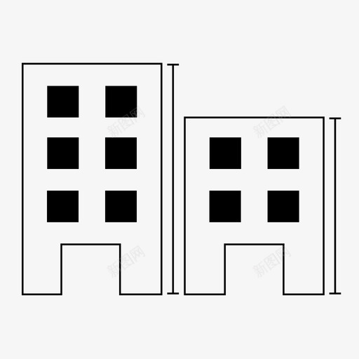 建筑高度建筑立面图图标svg_新图网 https://ixintu.com 城市规划 建筑 建筑高度 立面图
