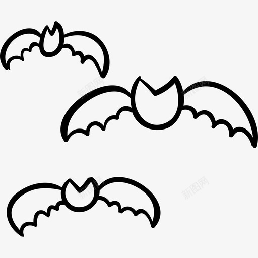 蝙蝠群轮廓动物万圣节手绘图标svg_新图网 https://ixintu.com 万圣节手绘 动物 蝙蝠群轮廓