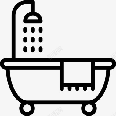 带毛巾的淋浴浴室卫生图标图标