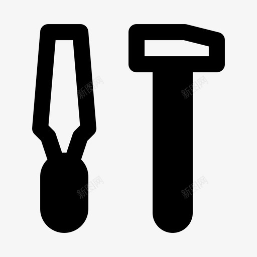 雕刻凿子锤子图标svg_新图网 https://ixintu.com 凿子 工具 杂项 锤子 雕刻