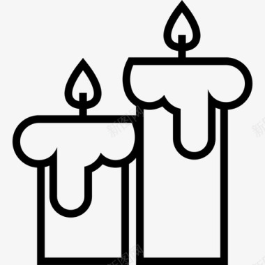 万圣节蜡烛夫妇轮廓装饰图标图标