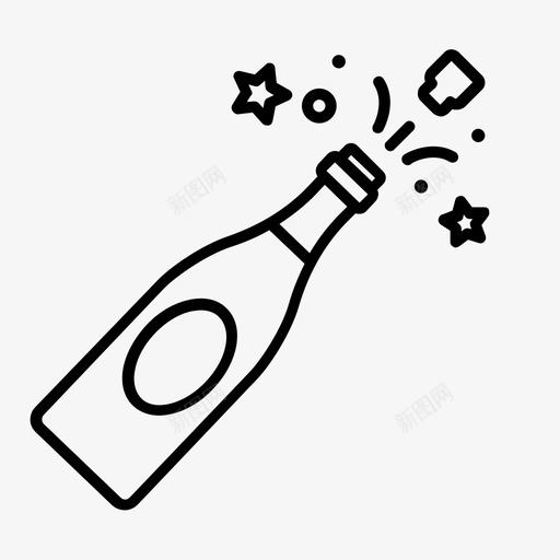 香槟酒瓶庆祝图标svg_新图网 https://ixintu.com 庆祝 聚会 酒瓶 饮料 香槟