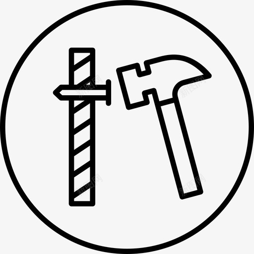 建筑锤子钉子图标svg_新图网 https://ixintu.com 工具 建筑 钉子 钉钉子 锤子