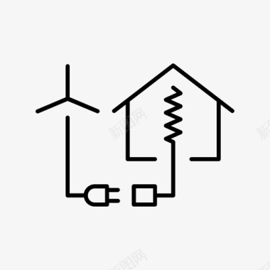 风力发电生态住宅图标图标