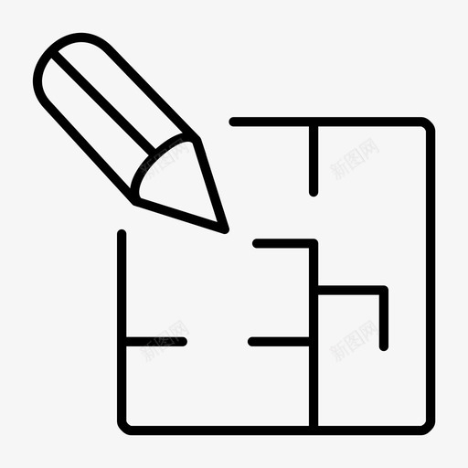 房屋平面图纸铅笔图标svg_新图网 https://ixintu.com 房屋平面图 素描 纸 铅笔