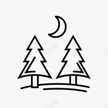 森林自然夜晚图标图标