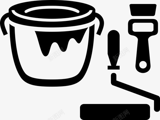 油漆桶装饰图标svg_新图网 https://ixintu.com 施工 桶 油漆 油漆刷 滚筒 装饰