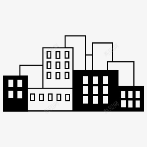城市建筑繁忙图标svg_新图网 https://ixintu.com 城市 天际线 建筑 房屋 繁忙