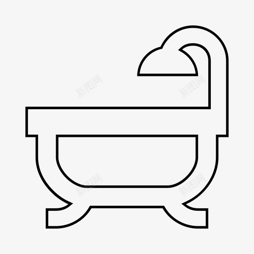 浴缸和淋浴浴缸材料线图标svg_新图网 https://ixintu.com 材料线 浴缸 浴缸和淋浴