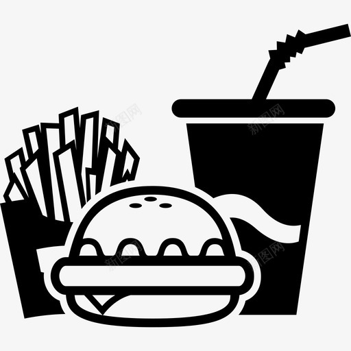 汉堡套餐快餐薯条图标svg_新图网 https://ixintu.com 快餐 汉堡套餐 纸杯 薯条