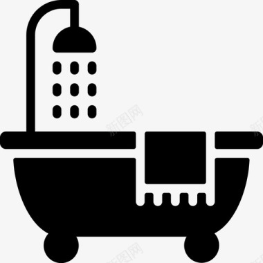 淋浴浴缸和毛巾浴室梳洗图标图标