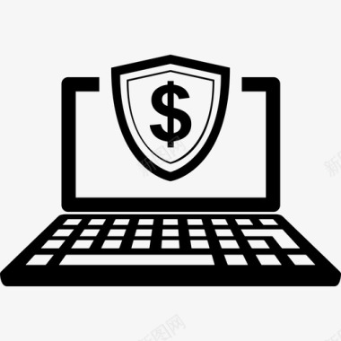 安全美元笔记本电脑在线支付图标图标