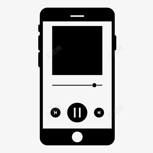 音乐应用程序收听暂停图标svg_新图网 https://ixintu.com 播放列表 收听 暂停 移动线框 音乐应用程序