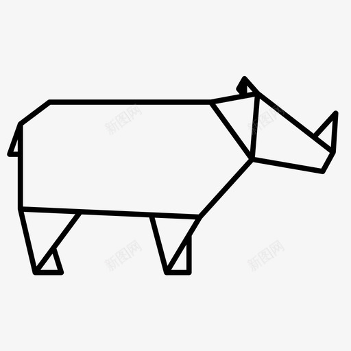犀牛动物折叠图标svg_新图网 https://ixintu.com 几何设计 动物 折叠 折纸 折纸动物 犀牛 纸